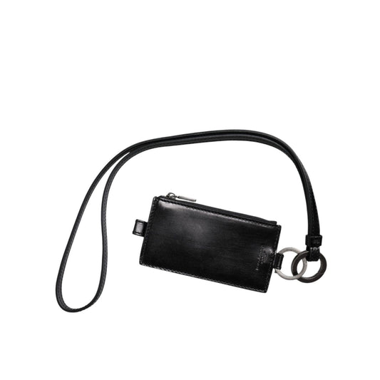 Dolce & Gabbana Black Horse Leather Lanyard Logo Card Holder Wallet