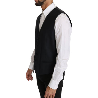 Dolce & Gabbana Gray Wool Silk Waistcoat Vest