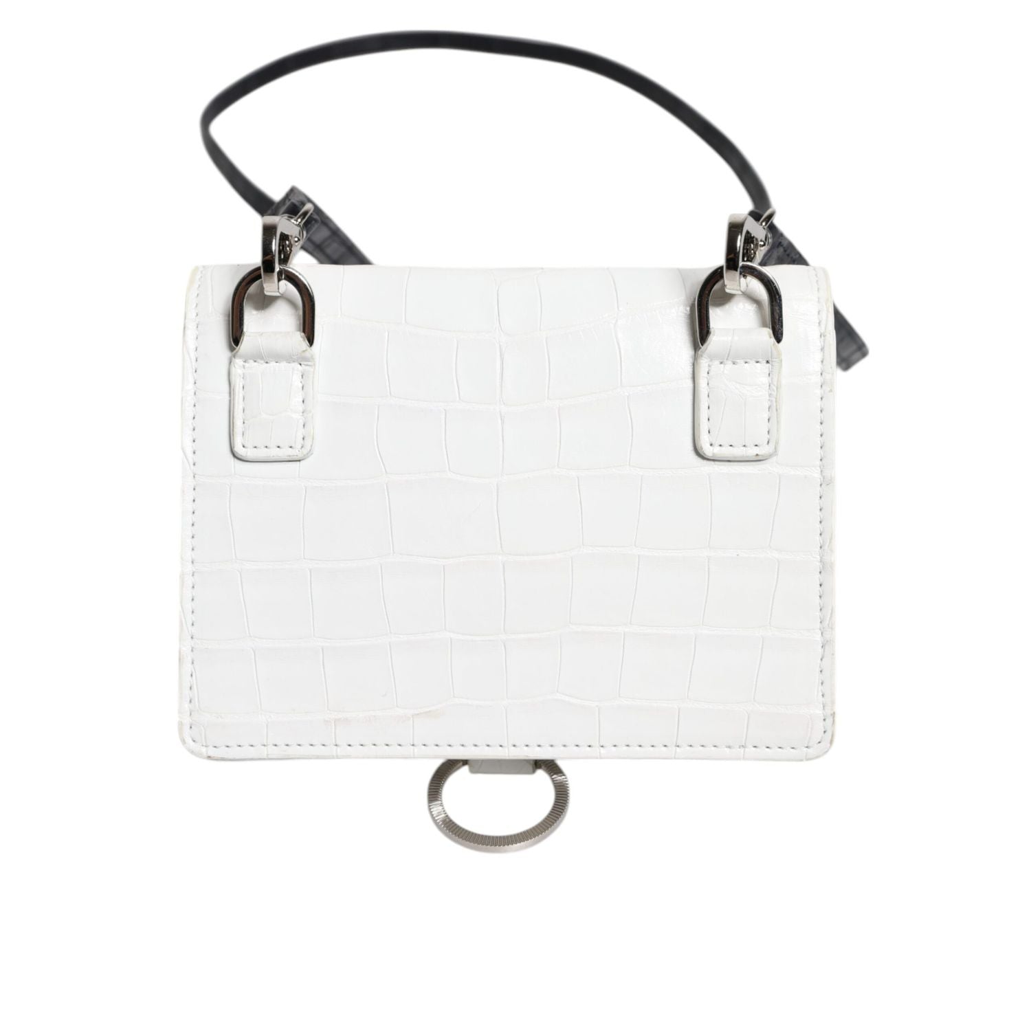 Dolce & Gabbana White Blue Leather Bifold Crossbody Sling Wallet
