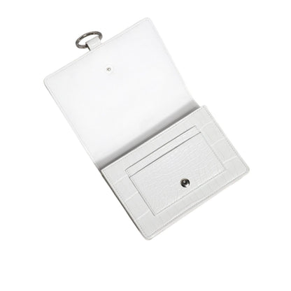 Dolce & Gabbana White Blue Leather Bifold Crossbody Sling Wallet