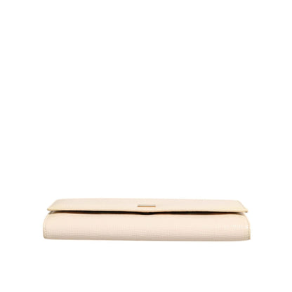 Dolce & Gabbana Beige Leather Trifold Logo Plaque Card Holder Wallet