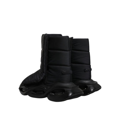 Dolce & Gabbana Black Slip On Wave Quilted Sneakers Shoes