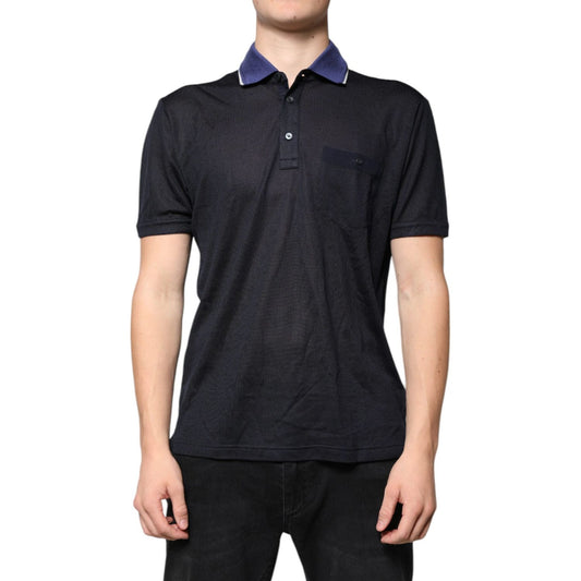 Dolce & Gabbana Blue Silk Collared Short Sleeves Polo T-shirt TSH86706-50