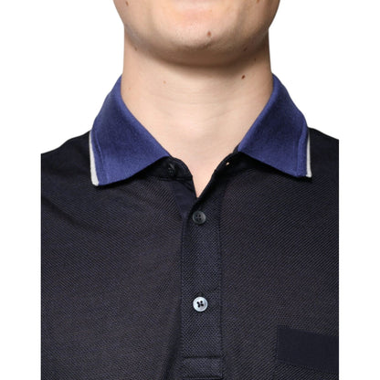 Dolce & Gabbana Blue Silk Collared Short Sleeves Polo T-shirt