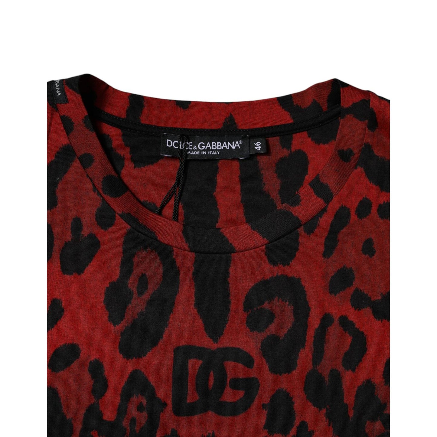 Dolce & Gabbana Red Leopard Cotton Short Sleeves T-shirt