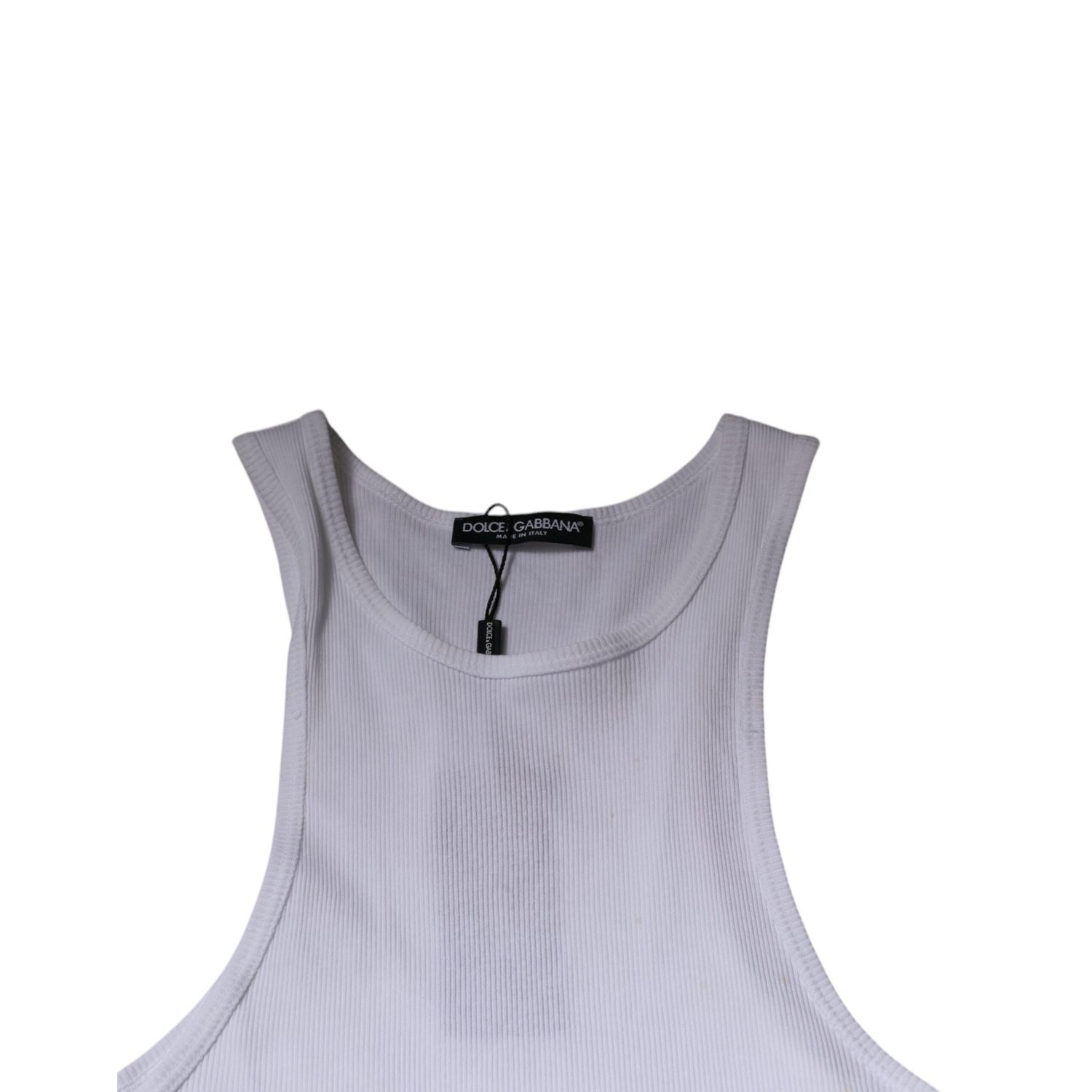 Dolce & Gabbana White Cotton Sleeveless Round Neck Tank T-shirt
