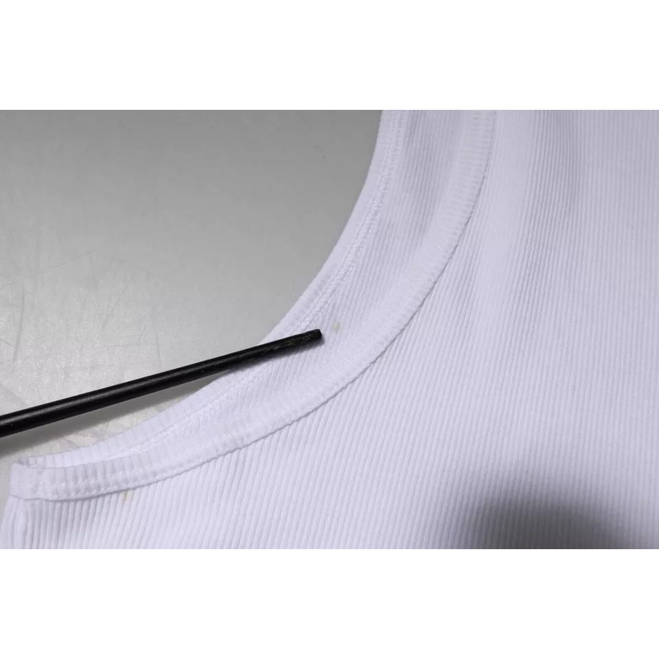 Dolce & Gabbana White Cotton Sleeveless Round Neck Tank T-shirt