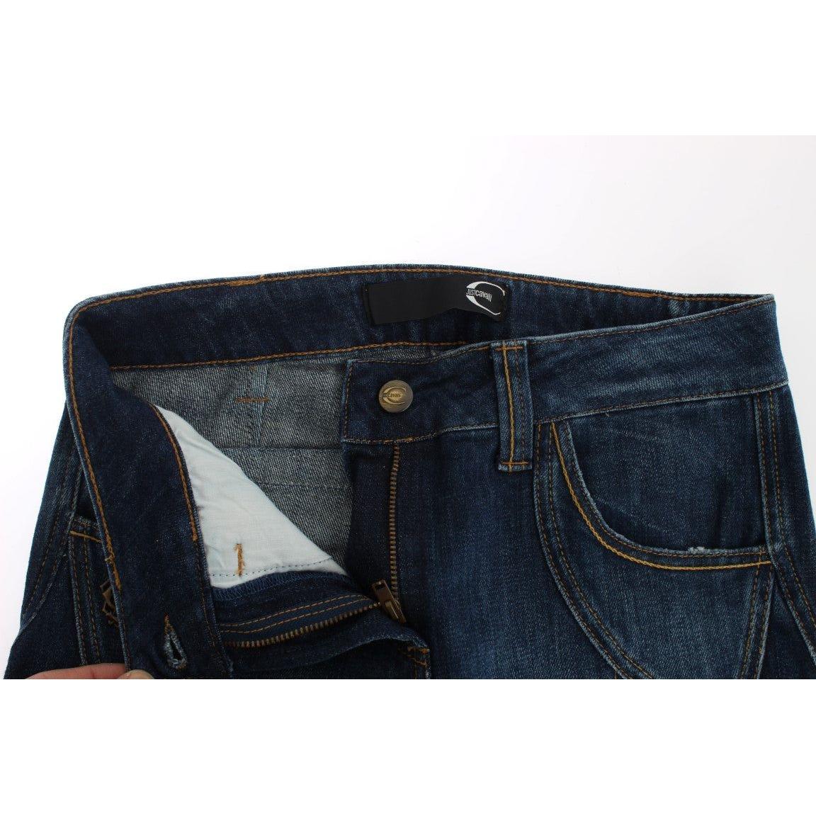 Cavalli Blue Cotton Stretch Low Waist Jeans SIG18218-1