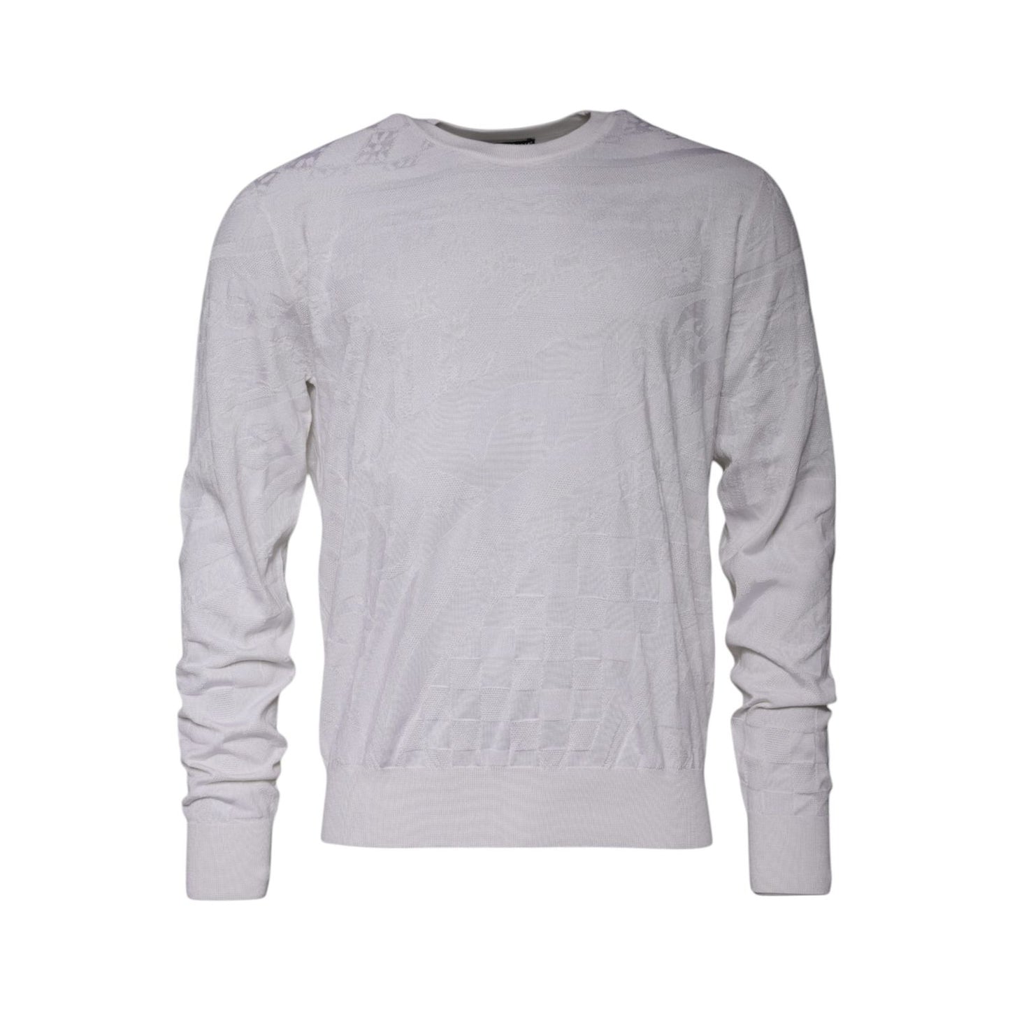 Dolce & Gabbana White Silk Crew Neck Men Pullover Sweater