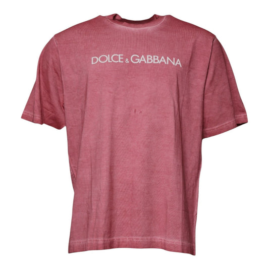 Dolce & Gabbana Pink Logo Print Cotton Crew Neck T-shirt TSH87634-52