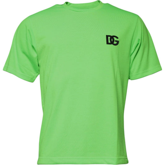 Dolce & Gabbana Green Logo Polyester Crew Neck T-shirt