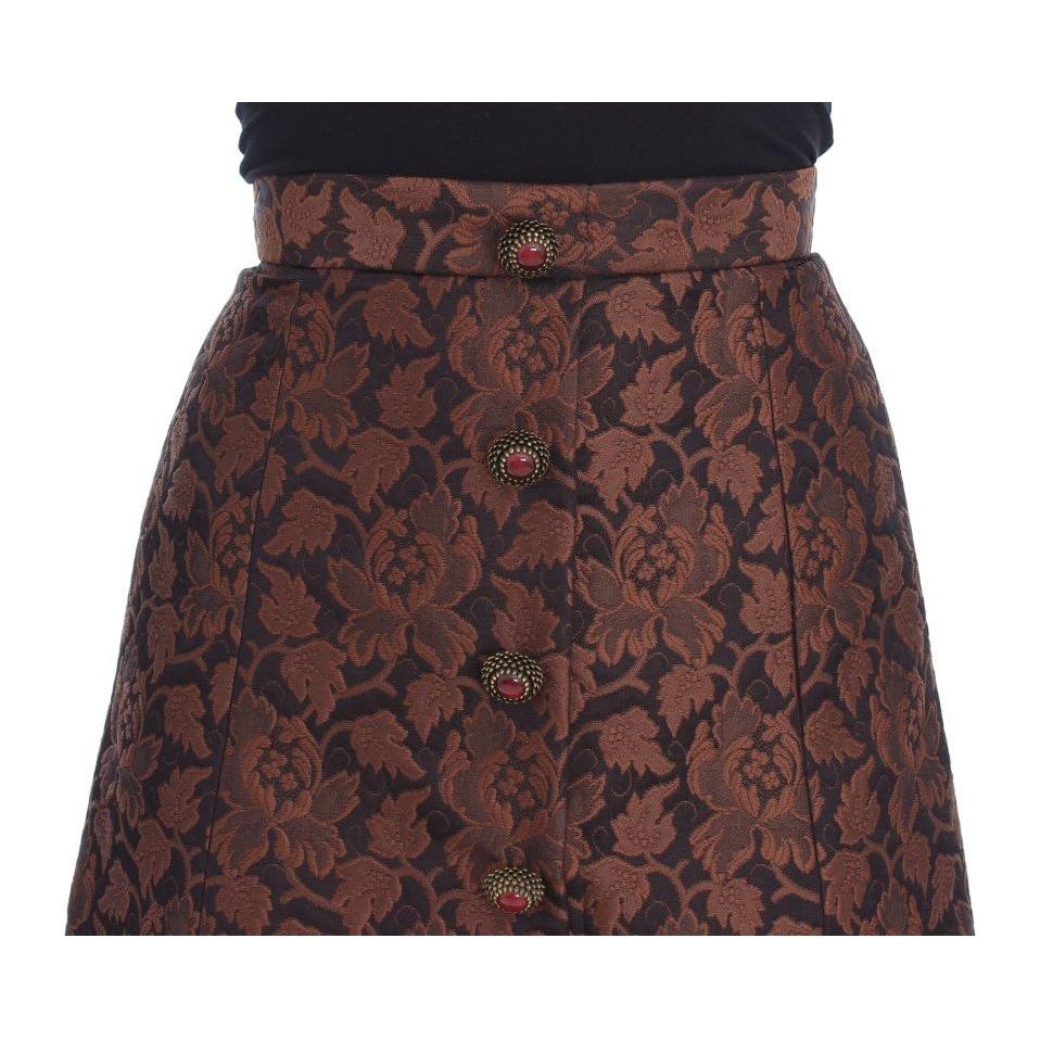 Dolce & Gabbana Brown Floral Brocade Mini Bubble Skirt SIG17466-1