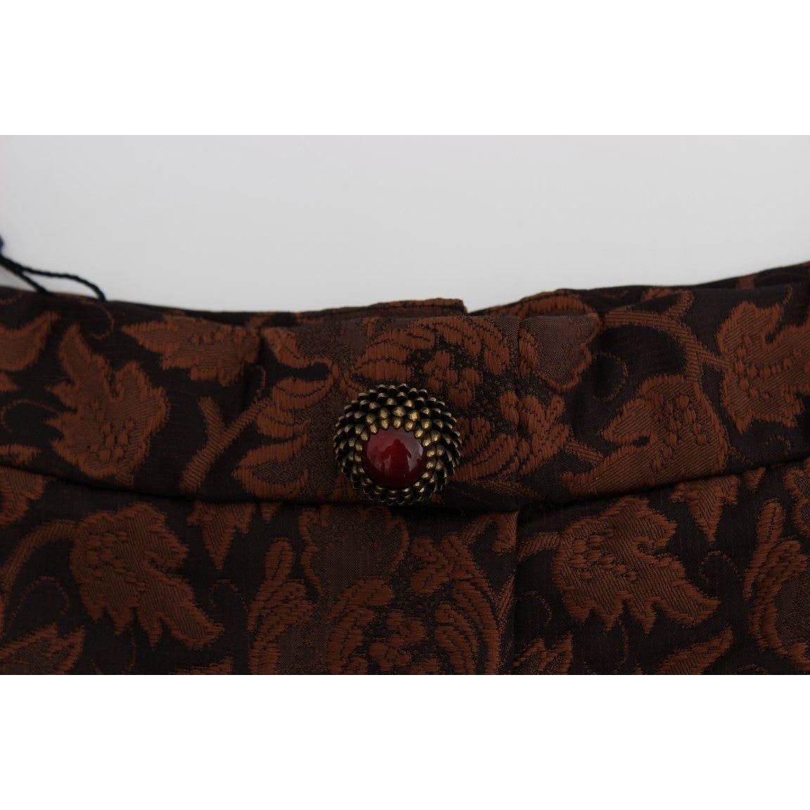 Dolce & Gabbana Brown Floral Brocade Mini Bubble Skirt SIG17466-1
