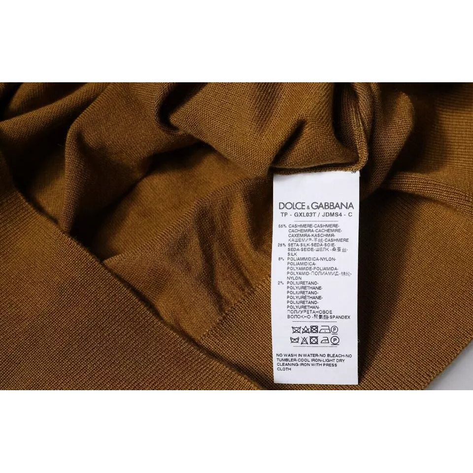 Dolce & Gabbana Brown Cashmere Turtleneck Pullover Sweater