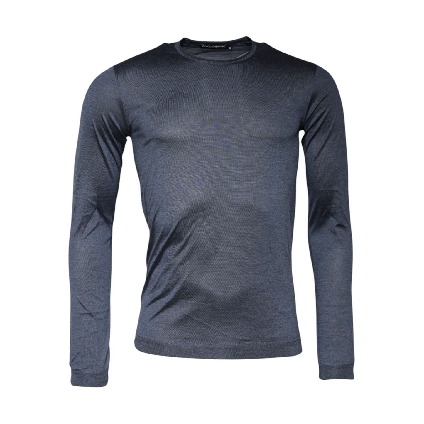 Dolce & Gabbana Dark Gray Silk Crew Neck Pullover Sweater