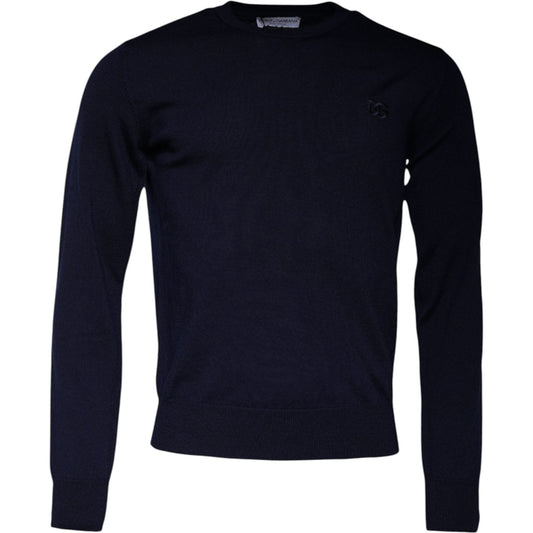 Dolce & Gabbana Blue DG Logo Wool Crew Neck Pullover Sweater TSH87792-46