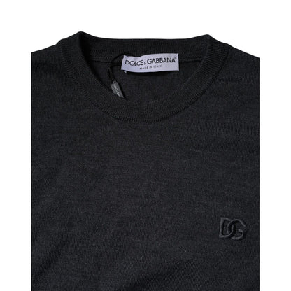 Dolce & Gabbana Dark Gray DG Logo Crew Neck Pullover Sweater
