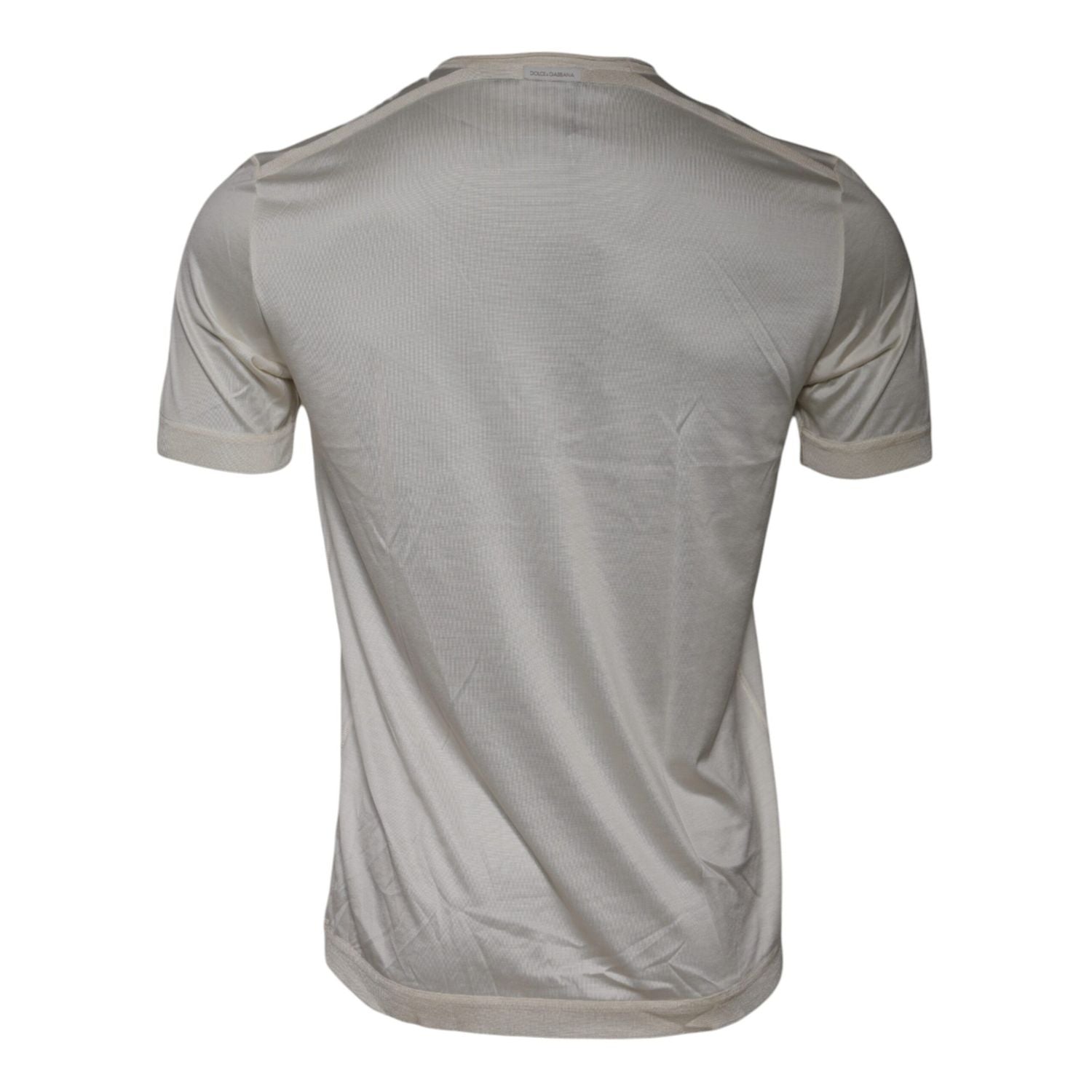 Dolce & Gabbana Off White Silk Crew Neck Short Sleeve T-shirt