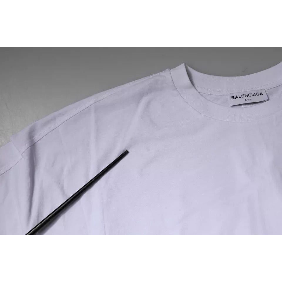Balenciaga White Logo Cotton Crew Neck Short Sleeves T-shirt