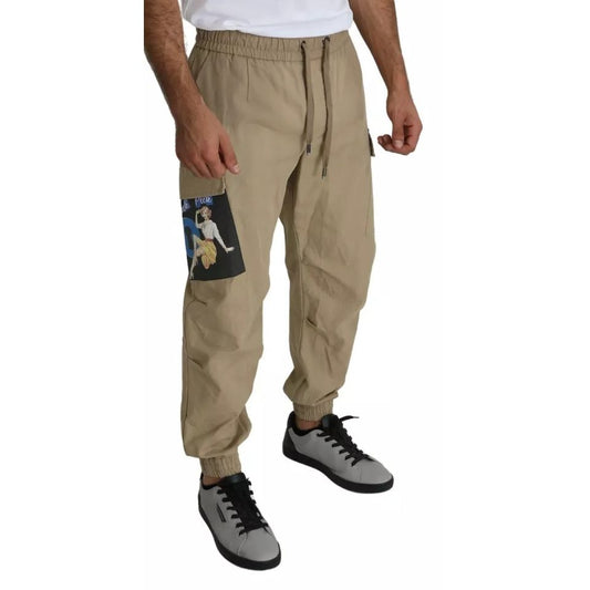 Dolce & Gabbana Beige Pin Up Print Cargo Pants