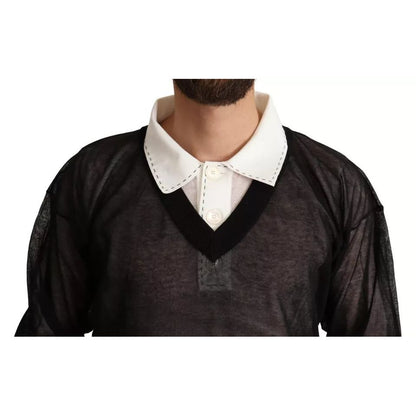 Dolce & Gabbana Black White Shirt One Piece Pullover Sweater