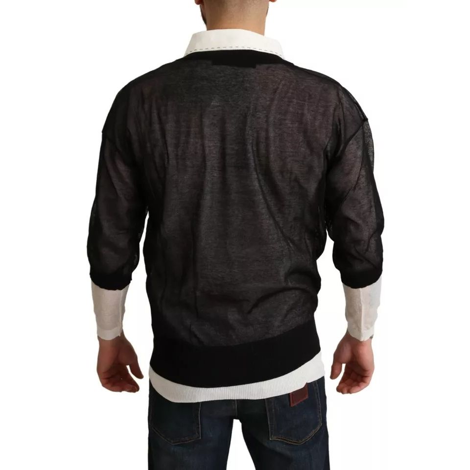 Dolce & Gabbana Black White Shirt One Piece Pullover Sweater
