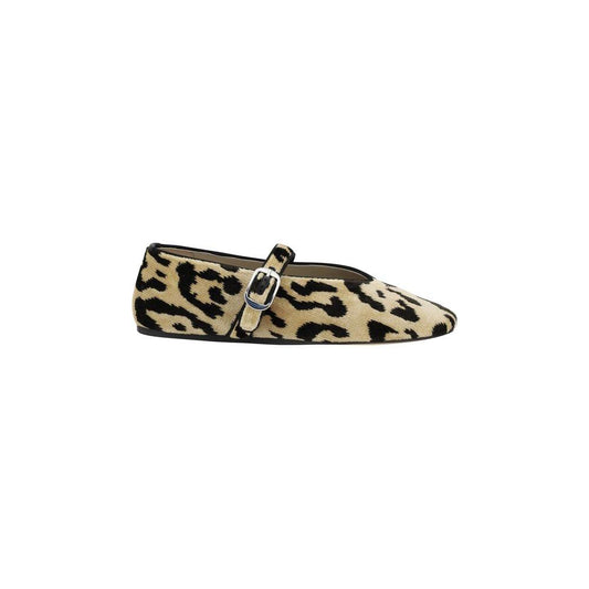 Leopard Stella Ballerinas by LE MONDE BERYL with adjustable strap, beveled toe, and flat sole for elegant comfort.