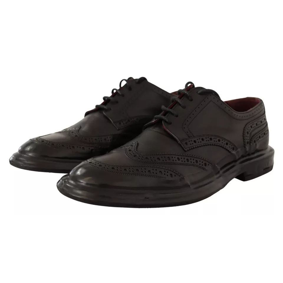 Dolce & Gabbana Black Perforated Leather Lace Up Derby Shoes