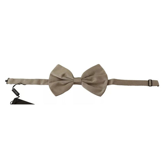 Dolce & Gabbana Silver Gray 100% Silk Adjustable Neck Bow Tie FT3512