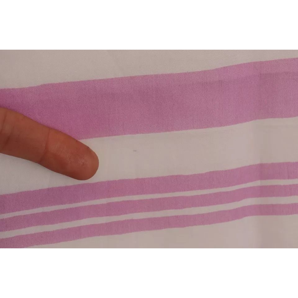 Dolce & Gabbana Pink White Striped Cotton Wrap Shawl Scarf