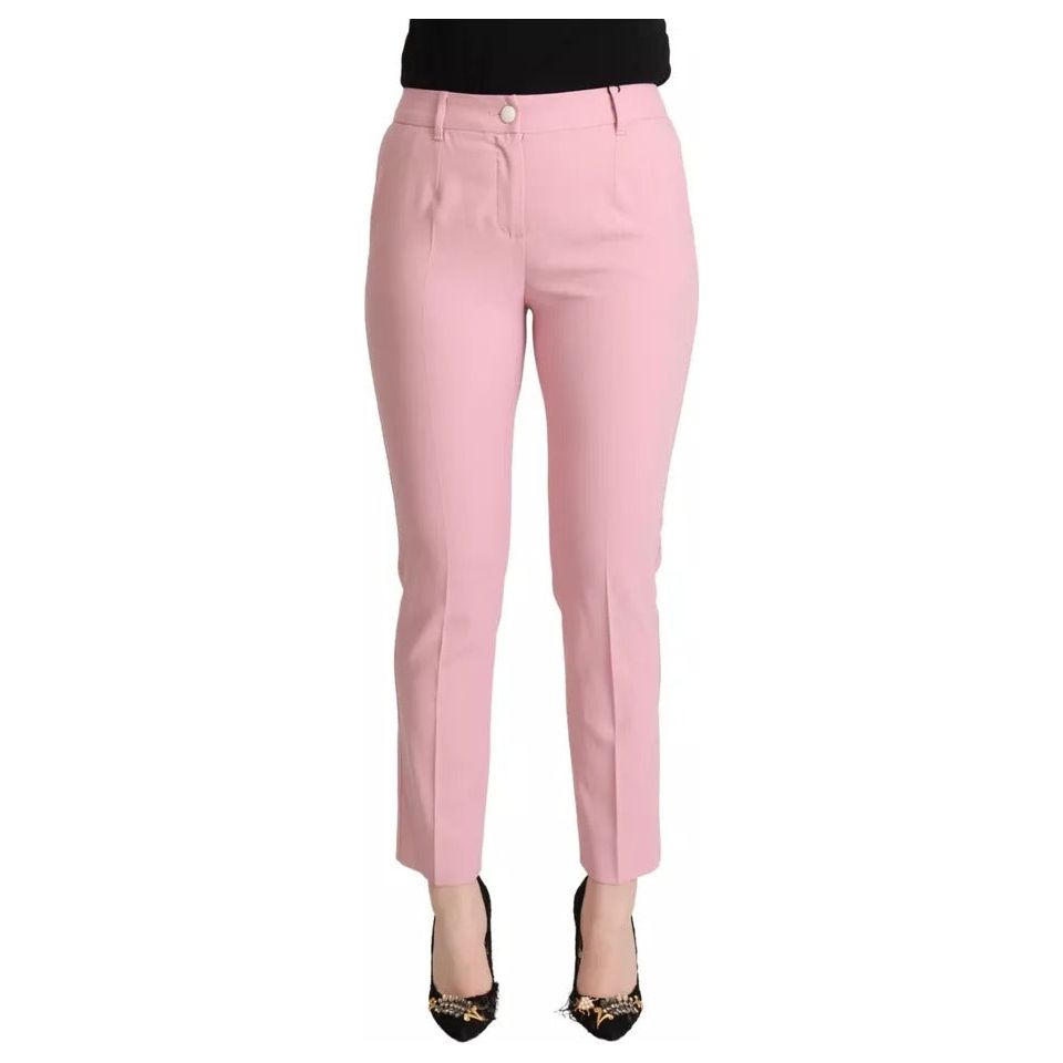 Dolce & Gabbana Pink Wool Mid Waist Tapered Pants PAN72808-40