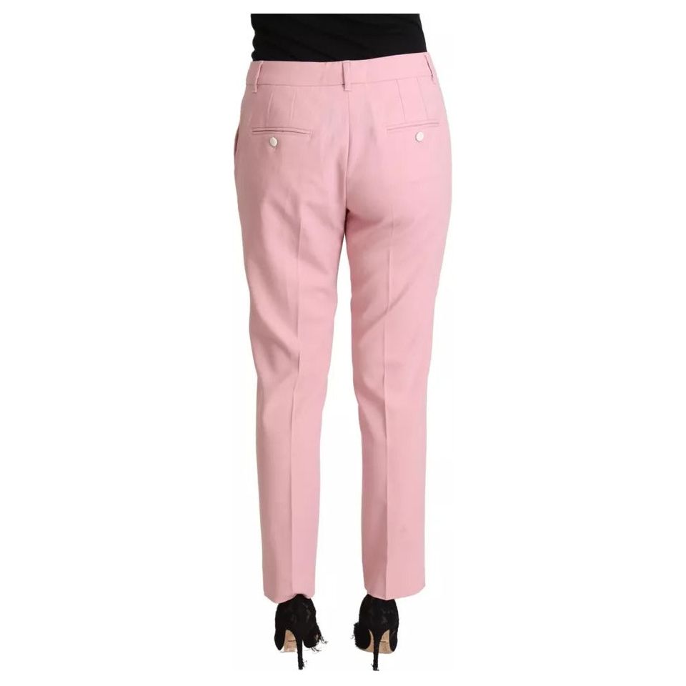 Dolce & Gabbana Pink Wool Mid Waist Tapered Pants PAN72808-40