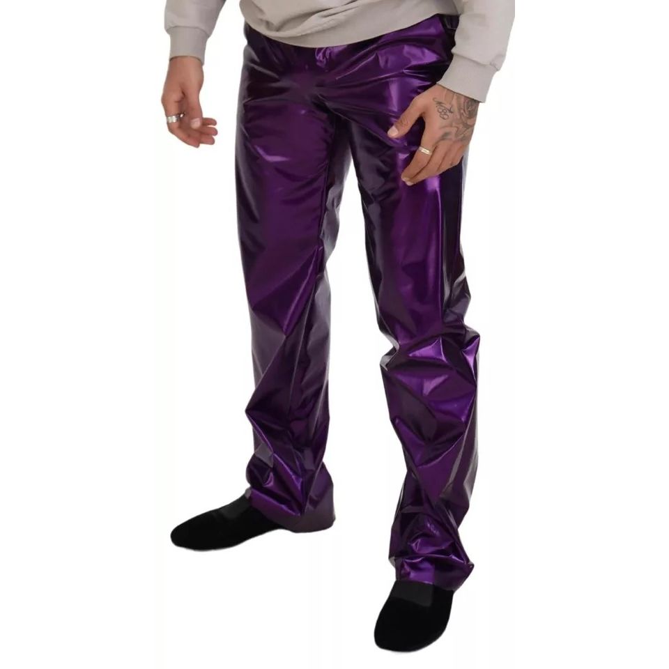 Dolce & Gabbana Purple Shining Men Casual Pants