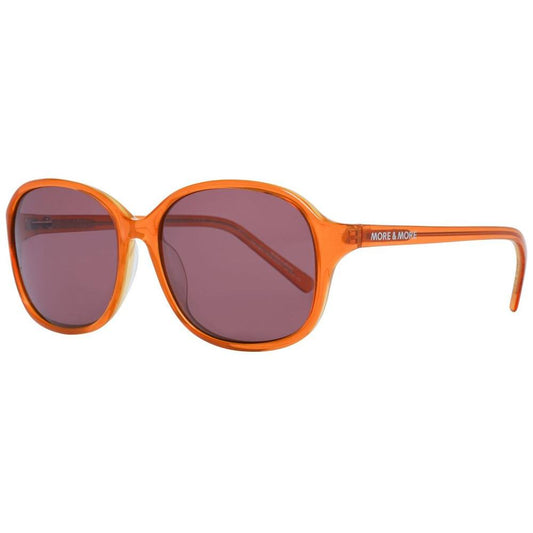 More & More orange plastic sunglasses with oval frame, brown lenses, and 100% UVA & UVB protection. Model MM54357-59330.