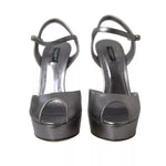 Dolce & Gabbana Silver Leather Platform Heels Sandals Shoes LA10375-41