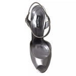 Dolce & Gabbana Silver Leather Platform Heels Sandals Shoes LA10375-41
