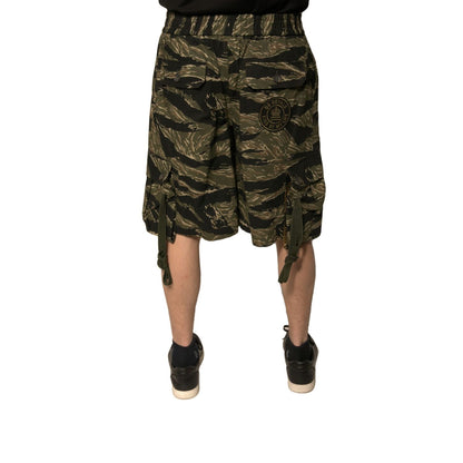 Dolce & Gabbana Black Gold Patterned Cotton Bermuda Shorts