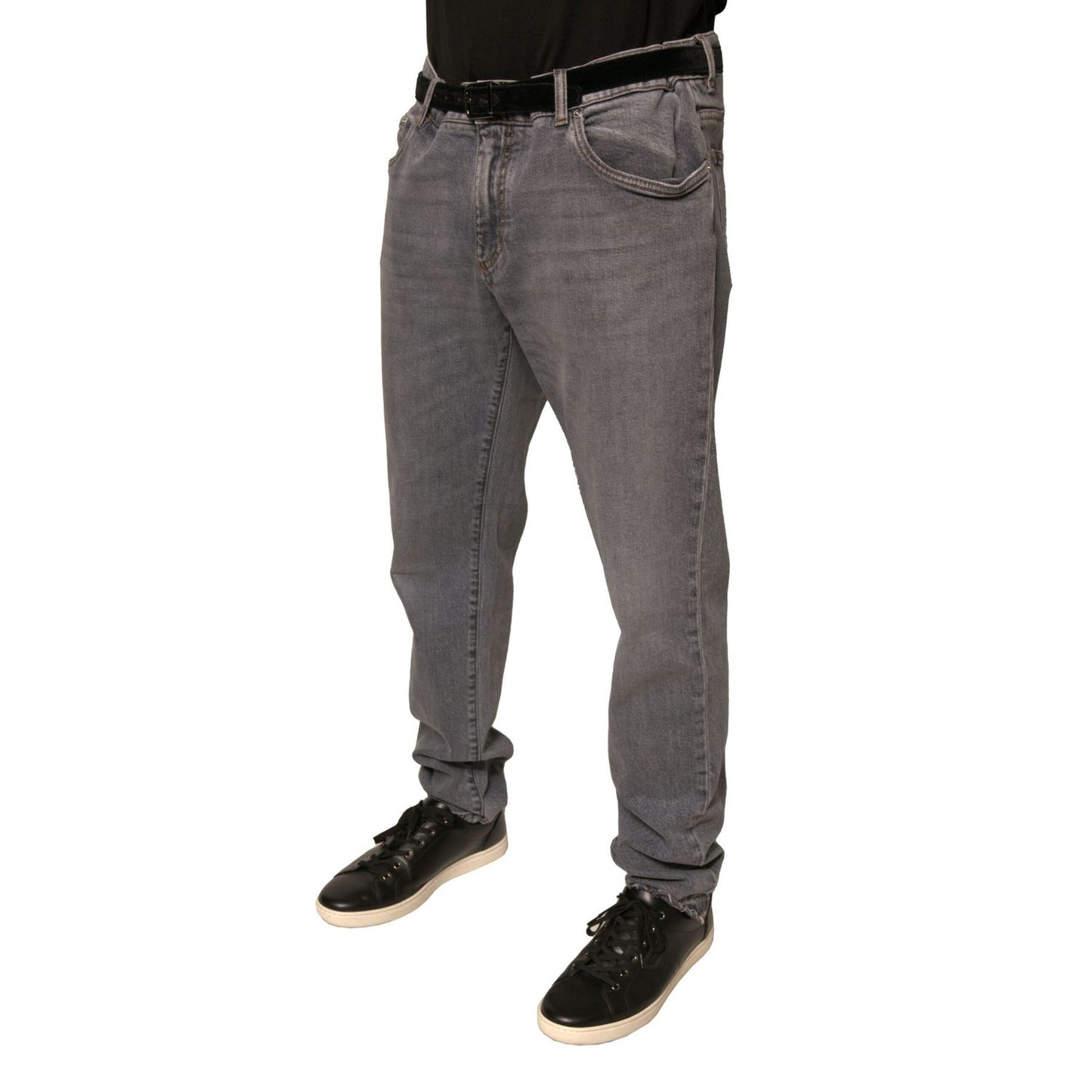 Dolce & Gabbana Gray Logo Cotton Stretch Skinny Denim Jeans