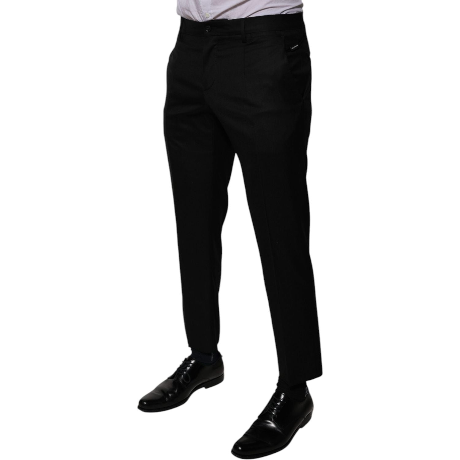 Dolce & Gabbana Black Wool Tapered Formal Dress Pants