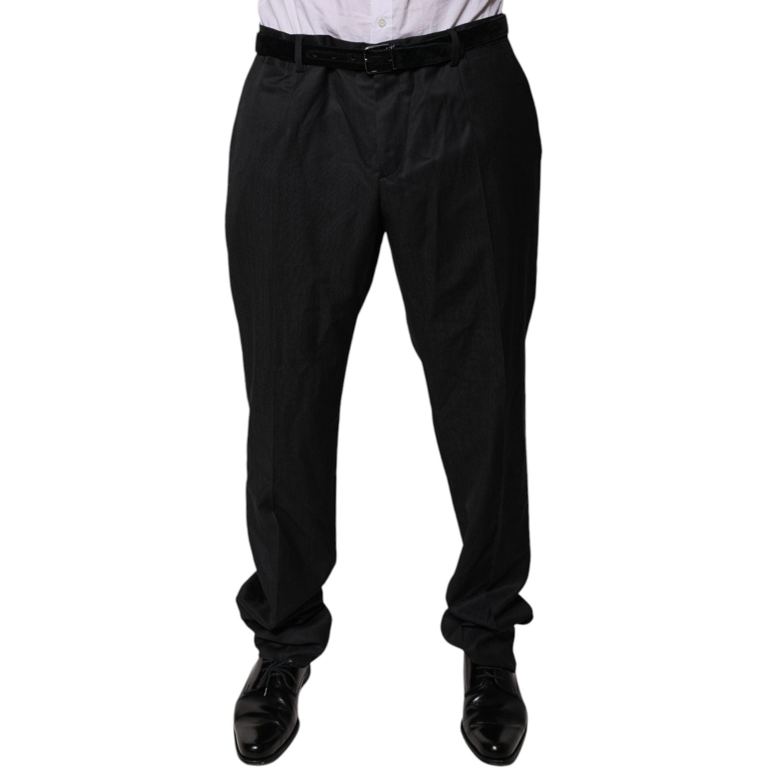 Dolce & Gabbana Black Wool Tapered Formal Dress Pants