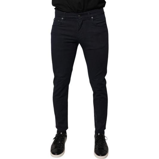 Dolce & Gabbana Black Logo Cotton Stretch Skinny Denim Jeans