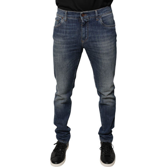 Dolce & Gabbana Blue DG Crown Logo Cotton Skinny Denim Jeans PAN75819-54