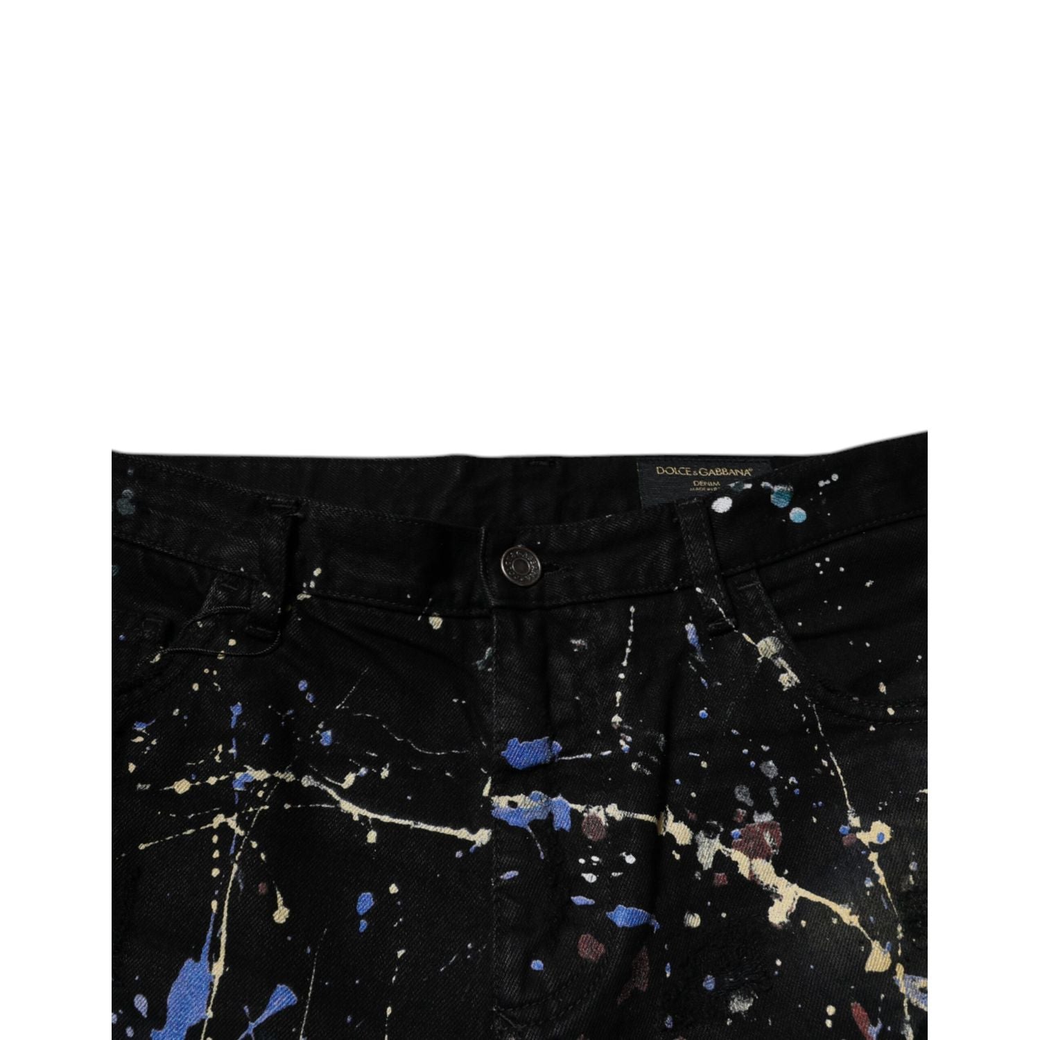 Dolce & Gabbana Black Color Splash Cotton Skinny Denim Jeans