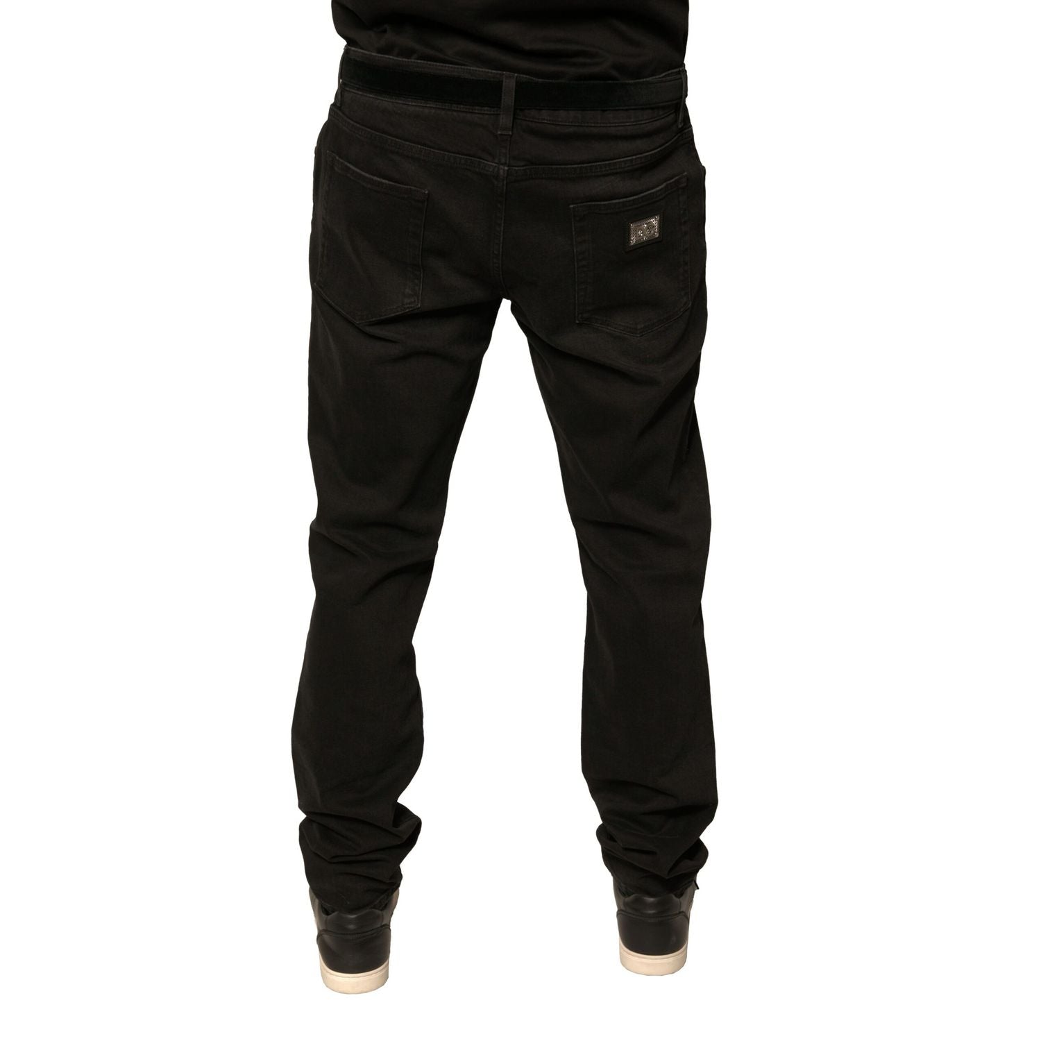 Dolce & Gabbana Black Ripped Logo Cotton Skinny Denim Jeans