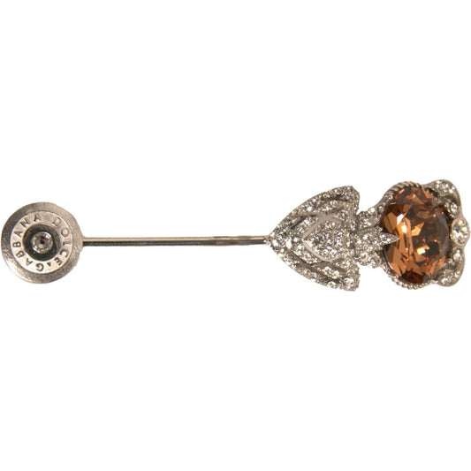 Dolce & Gabbana Silver 925 Sterling Silver Crystals Pin Collar Brooch SMY10557