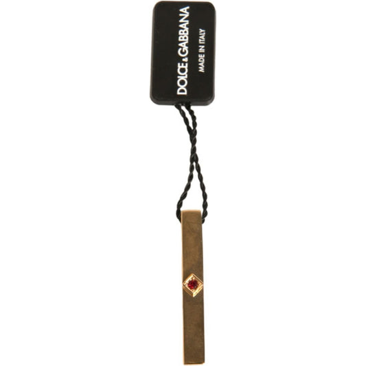 Dolce & Gabbana Gold Tone Brass Crystal Branded Tie Clip Bar SMY10643