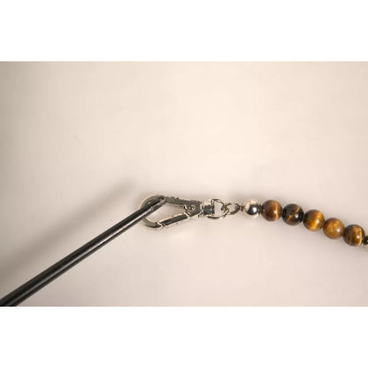 Dolce & Gabbana Silver Brass Chain Beaded Logo Plaque Keychain Keyring