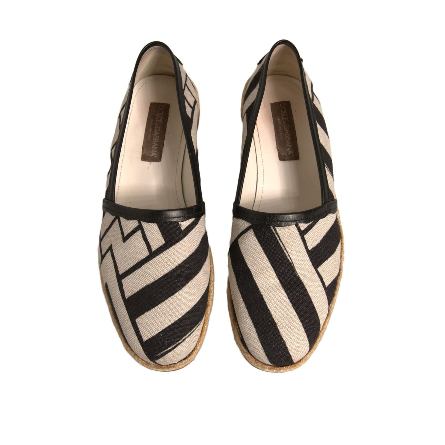 Dolce & Gabbana Black White Stripes Slip On Espadrille Shoes