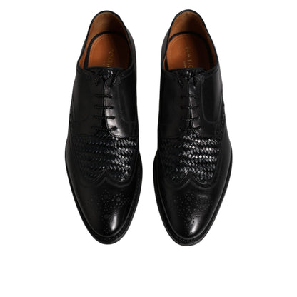 Dolce & Gabbana Black Leather Derby Wingtip Lace Up Formal Dress Shoes
