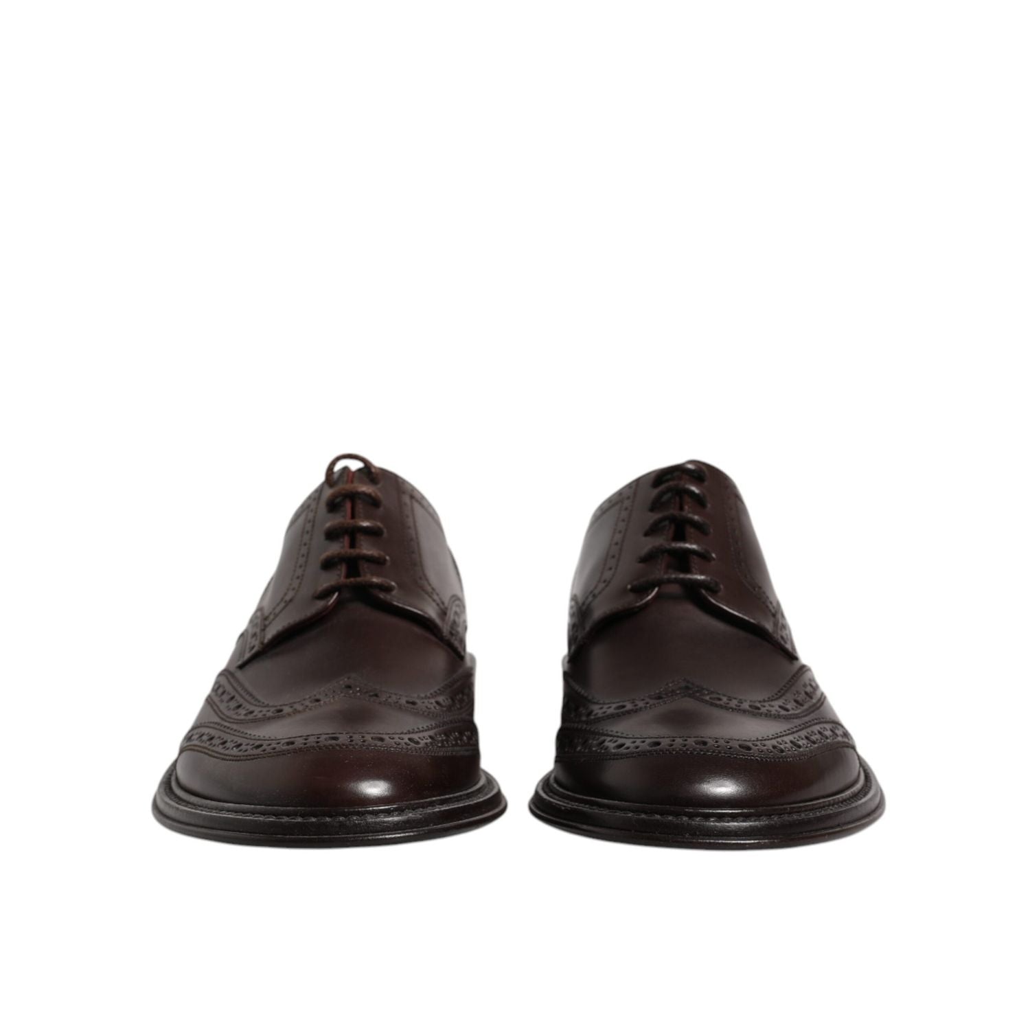 Dolce & Gabbana Brown Leather Derby Wingtip Lace Up Formal Dress Shoes